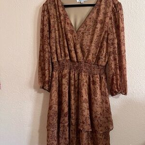 Mimi chica boho style Floral Brown Dress